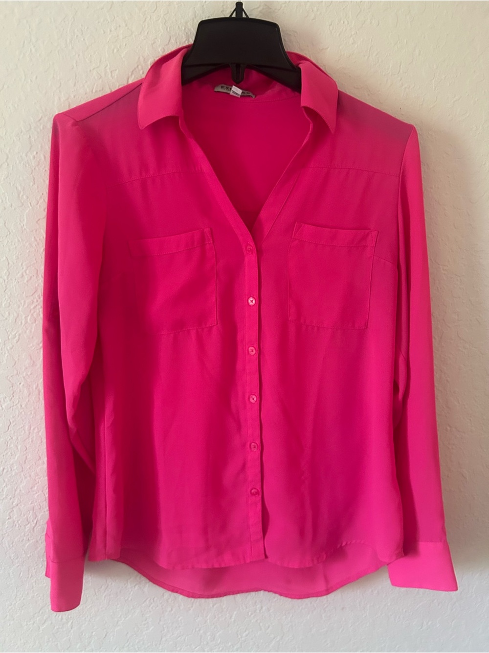 Express Hot Pink Button-Down Blouse